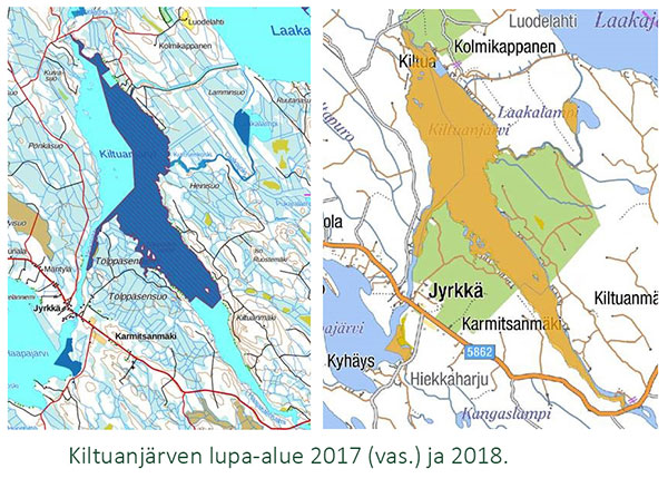 Kiltuanjärven lupa-alueen kartta