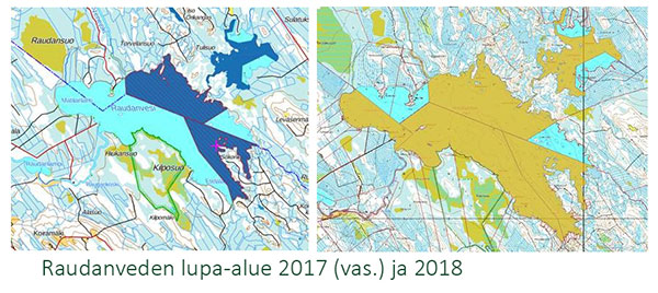 Raudanveden lupa-alueen kartta