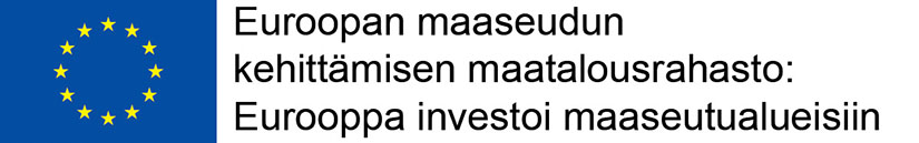 Euroopan unionin lippu sekä teksti: Euroopan maaseudun kehittämisen maatalousrahasto: Eurooppa investoi maaseutualueisiin.