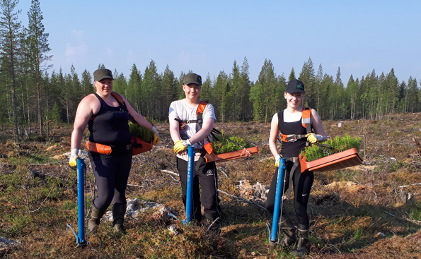 Taivalkosken nuoret istuttajat (Kuva: Marjaana Ahokumpu)