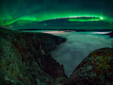 Northern lights and fell tops.