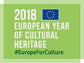 Tunnus, jossa on teksti 2018 European year of Cultural Heritage #EuropeForCulture