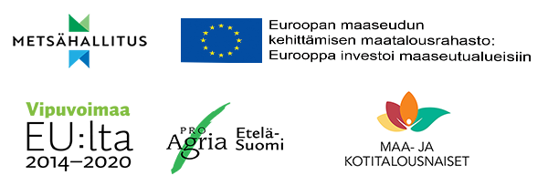 Metsähallituksen, Euroopan maaseudun kehittämisen maatalousrahaston, Vipuvoimaa EU:lta 2014-2020-, Pro Agria Etelä-Suomen ja Maa- ja kotitalousnaiset-tunnukset.