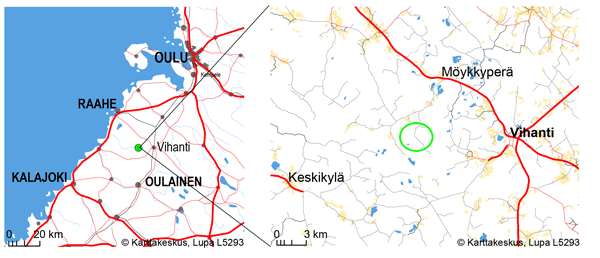 Annankankaan tuulivoimapuiston sijainti kartalla.
