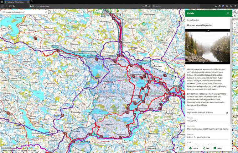 Screenshot of the new Excursionsmap.fi.