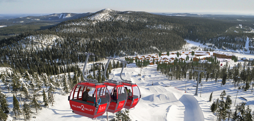 Village to valey gondola lift in Ruka.