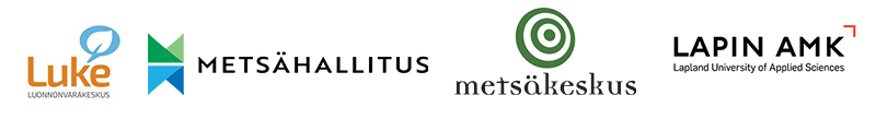 Hankkeen toteuttajien tunnukset: Luonnonvarakaskus Luke, Metsähallitus, Metsäkeskus ja Lapin ammattikorkeakoulu.