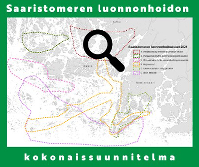 Karttakuvassa on Saaristomeren kuuden luonnonhoitoalueen rajaukset.