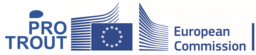 Logo, jossa lukee Pro Trout ja European Commission. Tekstien keskellä on EU:n lippu.