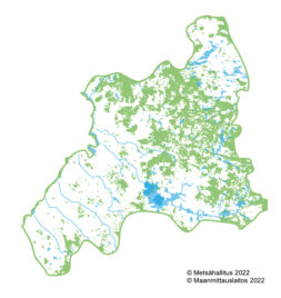 Kuva kartasta, jolla on Keski- ja POhjois-Pohjanmaan ja Kainuun luonnonvarasuunnittelun alueet.
