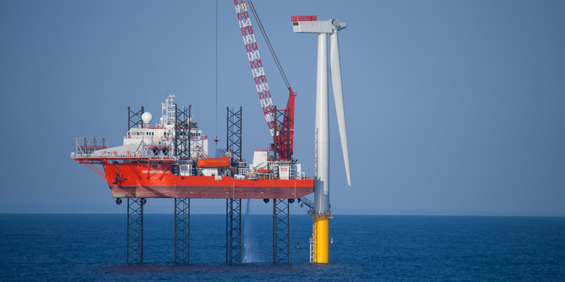 Offshore Wind Turbine in a Windfarm under construction