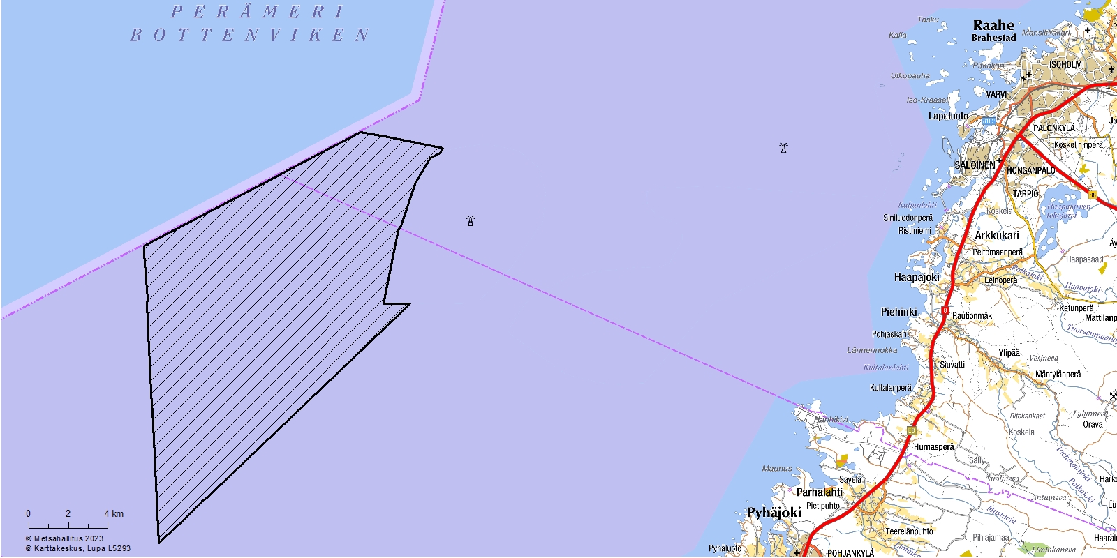 The project is located in front of Pyhäjoki and Raahe, on the border of the economic zone.