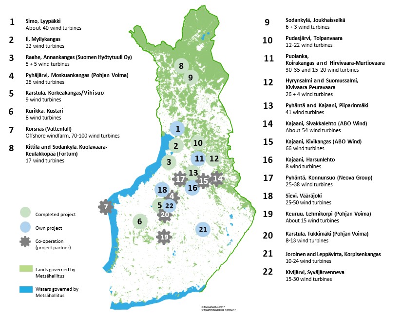 Metsähallitus' own and joint projects on the map