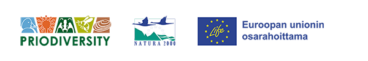 Priodiversity-, Natura 2000- ja Life-tunnukset.