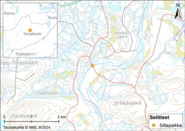 Karttakuva Pärjänjoen siltapaikasta.