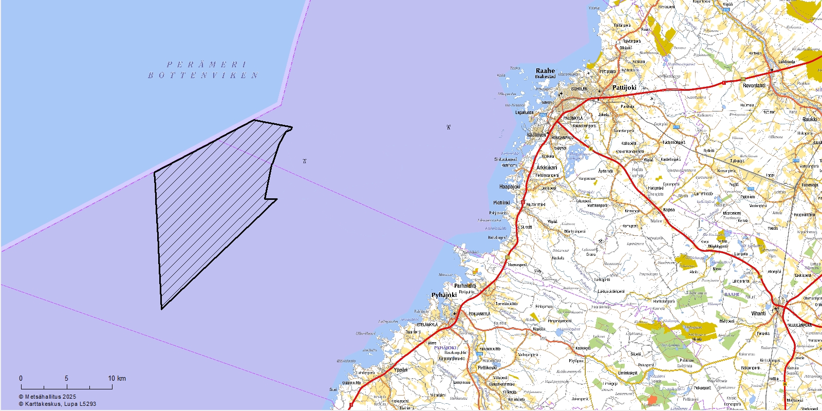 The project is located in front of Pyhäjoki and Raahe, on the border of the economic zone.