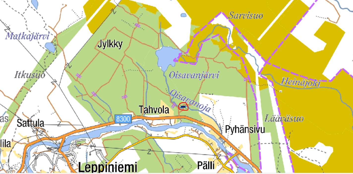 Kartta sillan sijainnista.