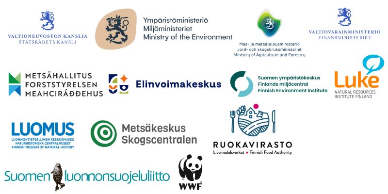 Priodiversity LIFE-hankkeen kumppanien logot koostettuna samaan kuvaan.