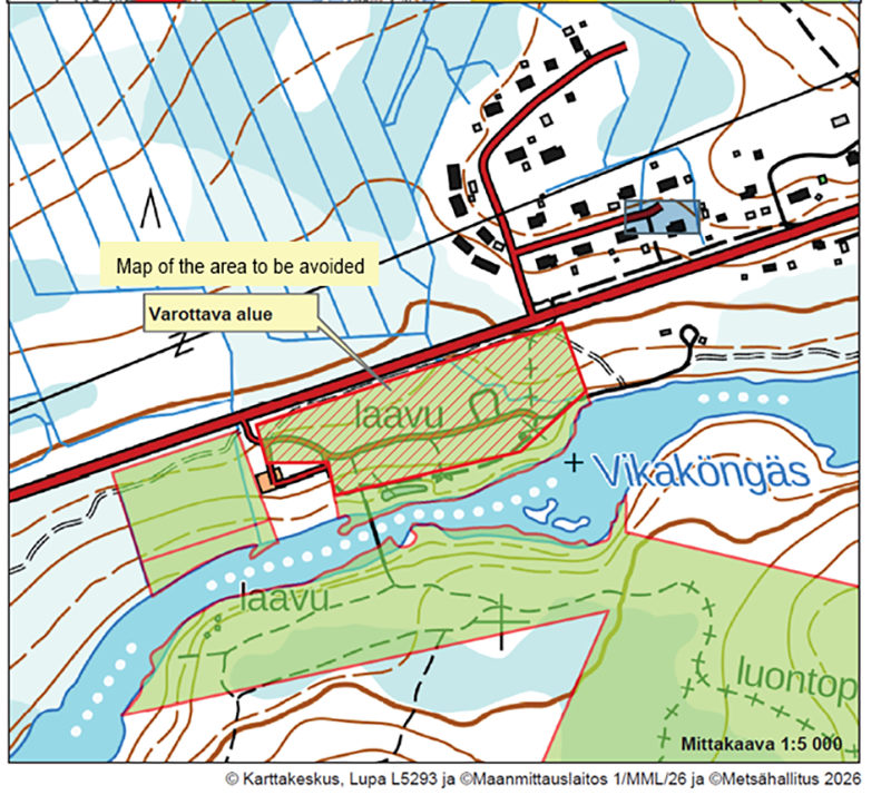 Map of the area to be avoided.