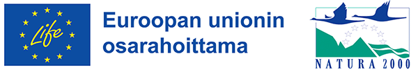 Life-tunnus, jonka vieressä on teksti Euroopan unionin osarahoittama. EU:n Natura 2000 -tunnus.